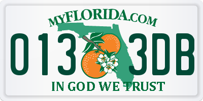 FL license plate 0133DB
