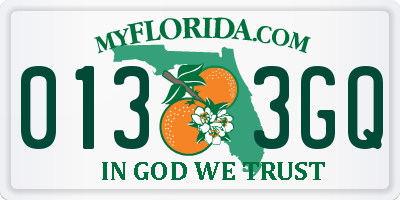 FL license plate 0133GQ