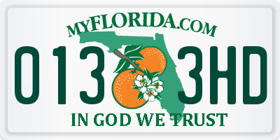 FL license plate 0133HD
