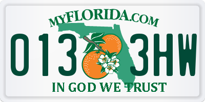 FL license plate 0133HW
