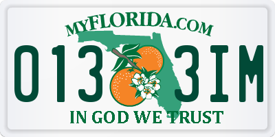 FL license plate 0133IM