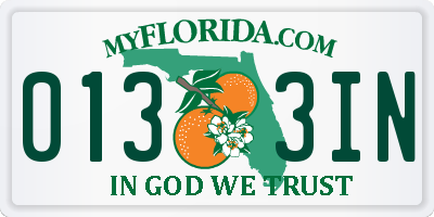 FL license plate 0133IN
