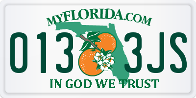 FL license plate 0133JS
