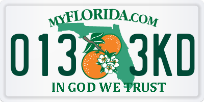 FL license plate 0133KD