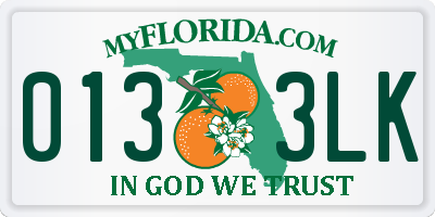 FL license plate 0133LK