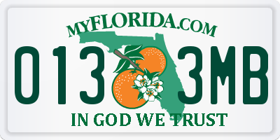 FL license plate 0133MB