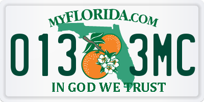 FL license plate 0133MC