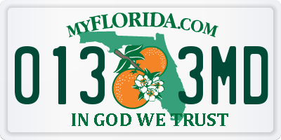 FL license plate 0133MD