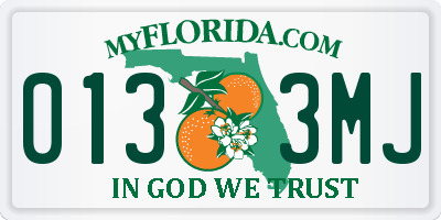 FL license plate 0133MJ