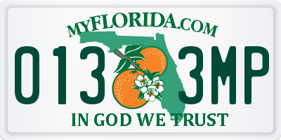 FL license plate 0133MP