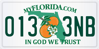 FL license plate 0133NB