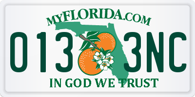 FL license plate 0133NC