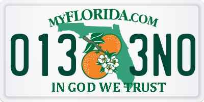 FL license plate 0133NO