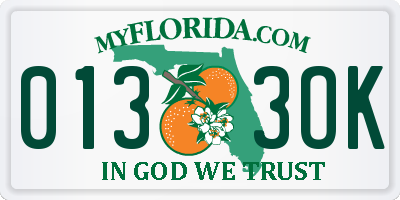 FL license plate 0133OK