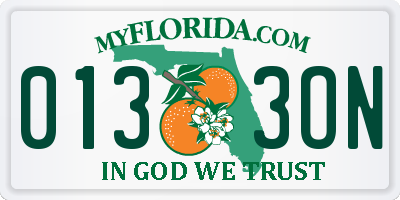 FL license plate 0133ON