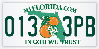 FL license plate 0133PB