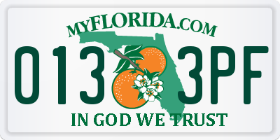 FL license plate 0133PF