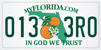 FL license plate 0133RO