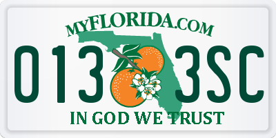 FL license plate 0133SC