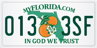 FL license plate 0133SF
