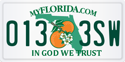 FL license plate 0133SW