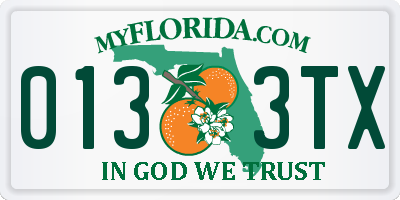 FL license plate 0133TX