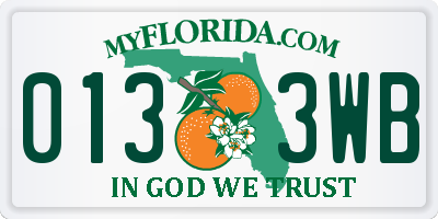 FL license plate 0133WB