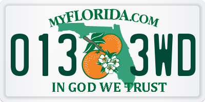 FL license plate 0133WD