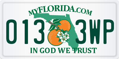 FL license plate 0133WP