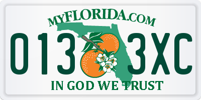 FL license plate 0133XC