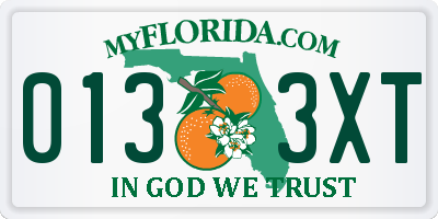 FL license plate 0133XT