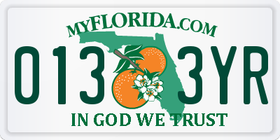 FL license plate 0133YR