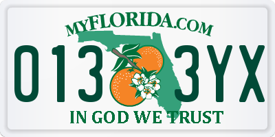 FL license plate 0133YX