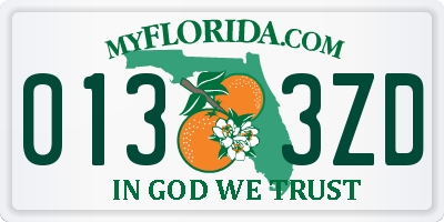 FL license plate 0133ZD