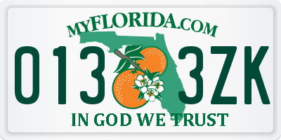 FL license plate 0133ZK