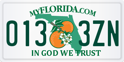 FL license plate 0133ZN
