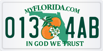 FL license plate 0134AB