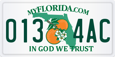 FL license plate 0134AC