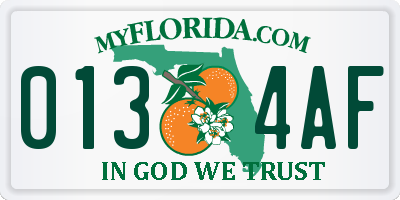 FL license plate 0134AF