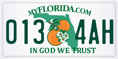 FL license plate 0134AH