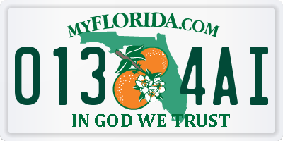 FL license plate 0134AI