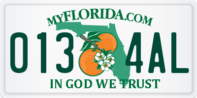 FL license plate 0134AL
