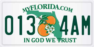 FL license plate 0134AM