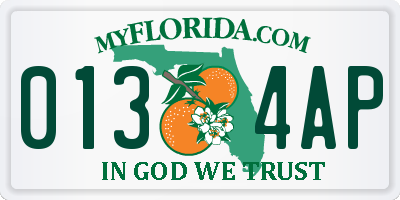 FL license plate 0134AP