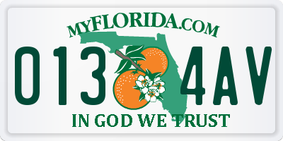 FL license plate 0134AV