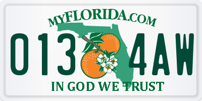 FL license plate 0134AW