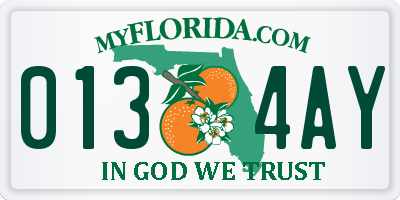 FL license plate 0134AY
