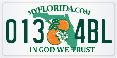FL license plate 0134BL