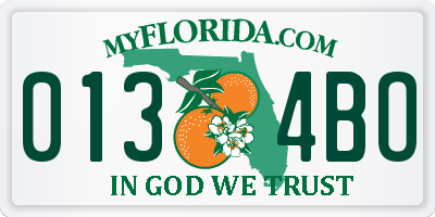 FL license plate 0134BO
