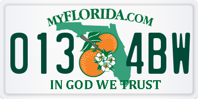 FL license plate 0134BW